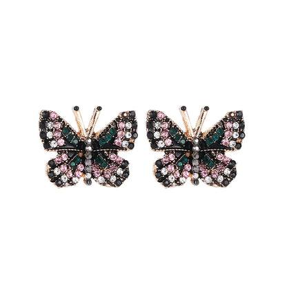 1 Pair Fashion Butterfly Alloy Plating Rhinestones Women's Ear Studs