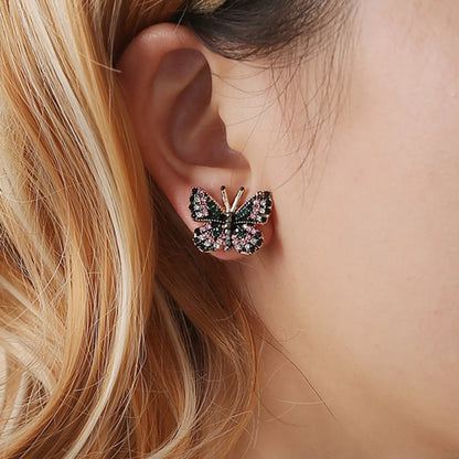 1 Pair Fashion Butterfly Alloy Plating Rhinestones Women's Ear Studs