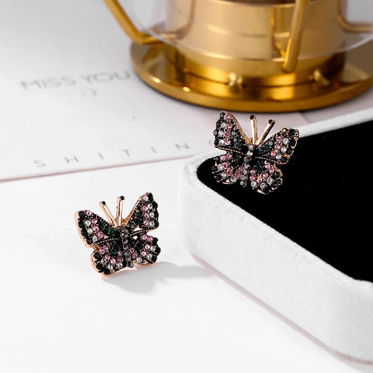 1 Pair Fashion Butterfly Alloy Plating Rhinestones Women's Ear Studs