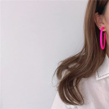 1 Pair Fashion C Shape Solid Color Arylic Ear Studs