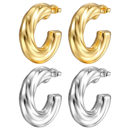 1 Pair Fashion C Shape Plating Stainless Steel Ear Studs