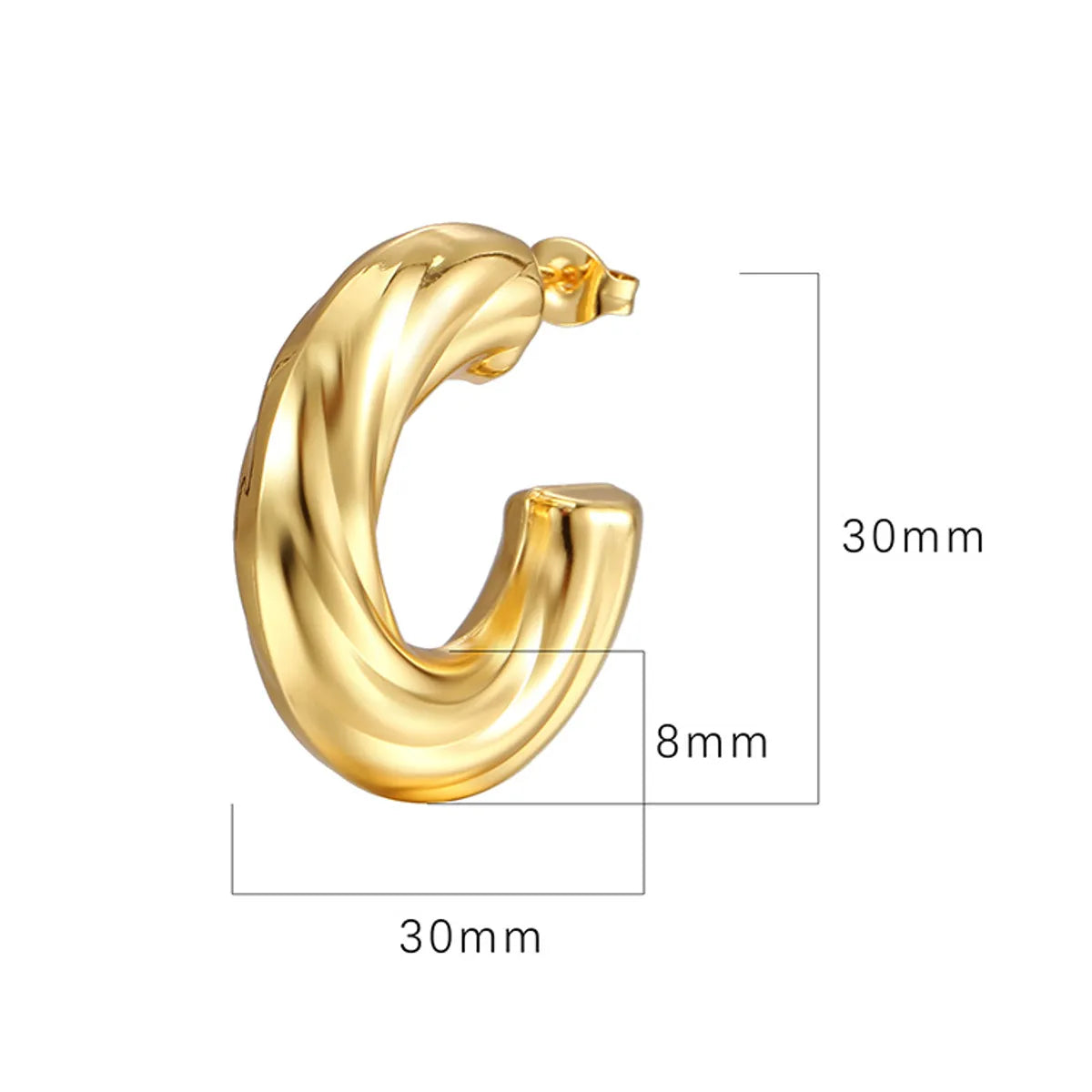 1 Pair Fashion C Shape Plating Stainless Steel Ear Studs