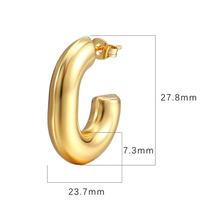 1 Pair Fashion C Shape Plating Stainless Steel Ear Studs