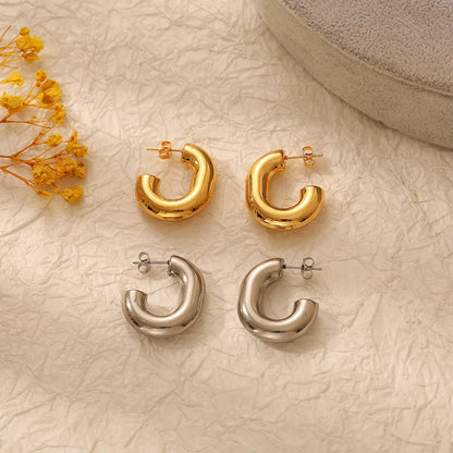 1 Pair Fashion C Shape Plating Stainless Steel Ear Studs