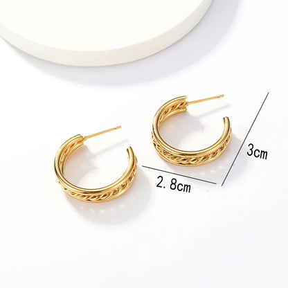 1 Pair Fashion C Shape Plating Stainless Steel 18k Gold Plated Ear Studs