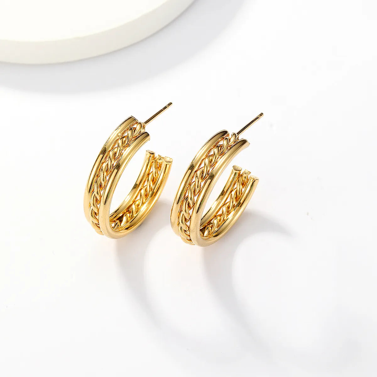 1 Pair Fashion C Shape Plating Stainless Steel 18k Gold Plated Ear Studs