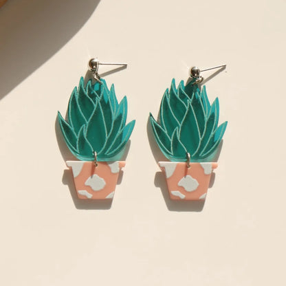 1 Pair Fashion Cactus Flower Arylic Women's Drop Earrings