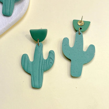 1 Pair Fashion Cactus Soft Clay Women's Drop Earrings