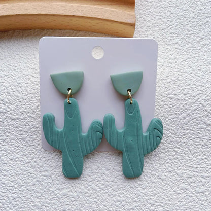 1 Pair Fashion Cactus Soft Clay Women's Drop Earrings