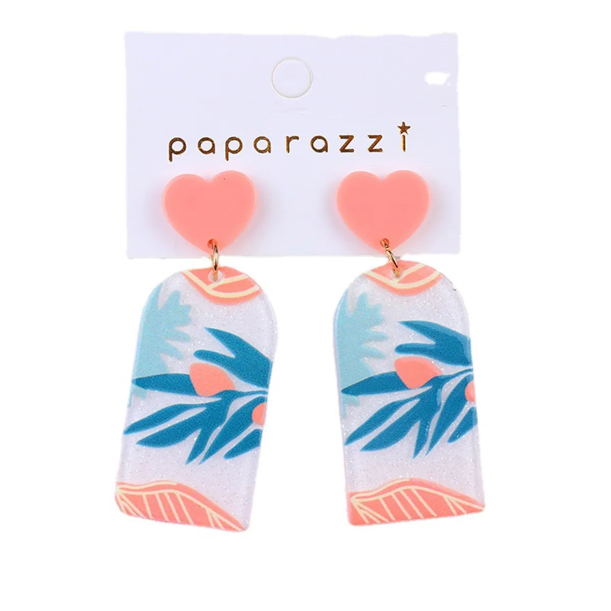 1 Pair Fashion Cactus Stripe Heart Shape Arylic Patchwork Valentine's Day Women's Drop Earrings