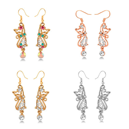 1 Pair Fashion Cat Alloy Plating Inlay Rhinestones Women's Drop Earrings