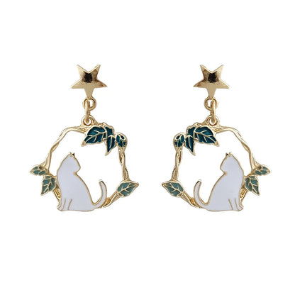 1 Pair Fashion Cat Alloy Plating Women'S Earrings