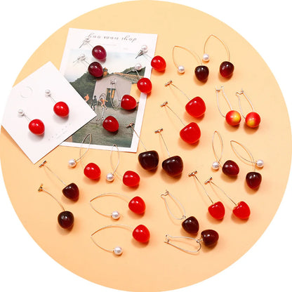 1 Pair Fashion Cherry Alloy Resin Plating Women'S Earrings