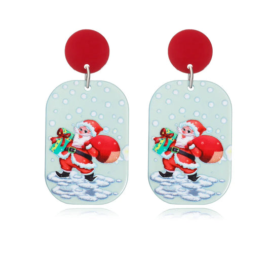 1 Pair Fashion Christmas Tree Santa Claus Arylic Drop Earrings