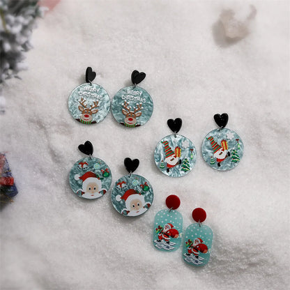 1 Pair Fashion Christmas Tree Santa Claus Arylic Drop Earrings