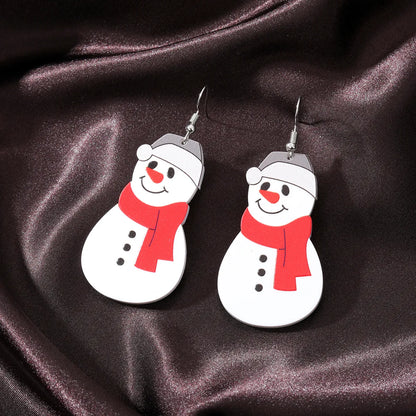 1 Pair Fashion Christmas Tree Santa Claus Snowman Arylic Christmas Women's Drop Earrings