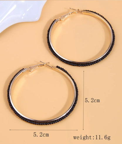 1 Pair Fashion Circle Ferroalloy Beaded Women's Earrings