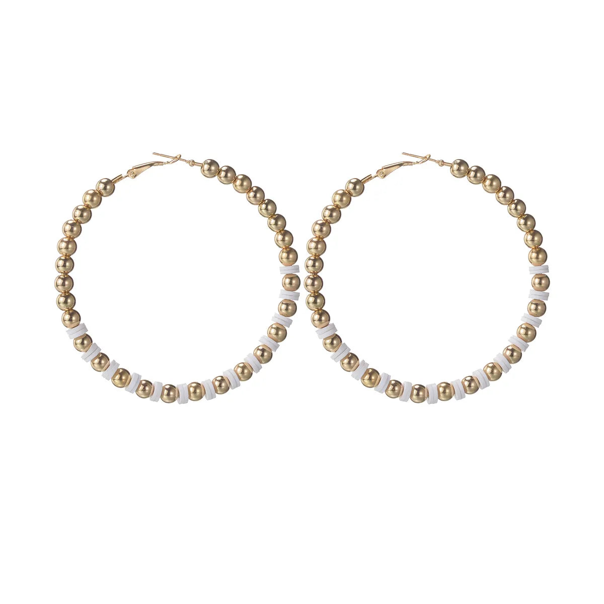 1 Pair Fashion Circle Plating Imitation Pearl Metal Hoop Earrings