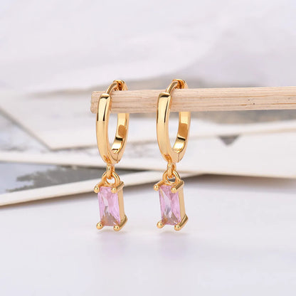 1 Pair Fashion Circle Metal Inlay Zircon Women'S Drop Earrings