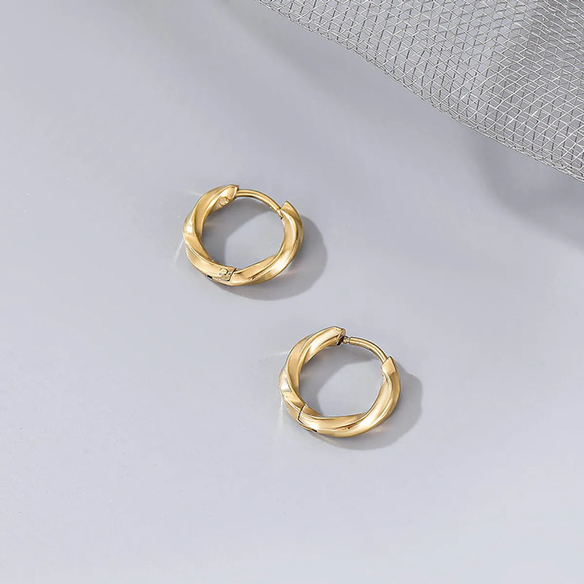 1 Pair Fashion Circle Solid Color Titanium Steel Plating Earrings