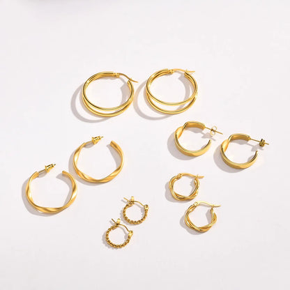 1 Pair Fashion Circle Stainless Steel Plating Earrings