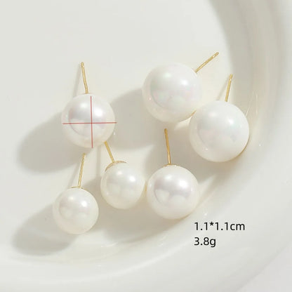 1 Pair Fashion Classic Style Commute Pearl Sterling Silver Shell Asymmetrical Ear Studs