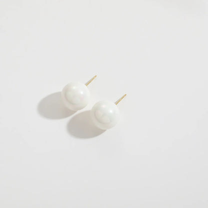 1 Pair Fashion Classic Style Commute Pearl Sterling Silver Shell Asymmetrical Ear Studs