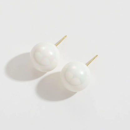 1 Pair Fashion Classic Style Commute Pearl Sterling Silver Shell Asymmetrical Ear Studs