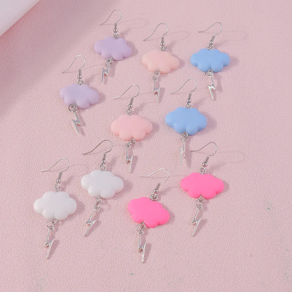 1 Pair Fashion Clouds Lightning Alloy Resin Drop Earrings