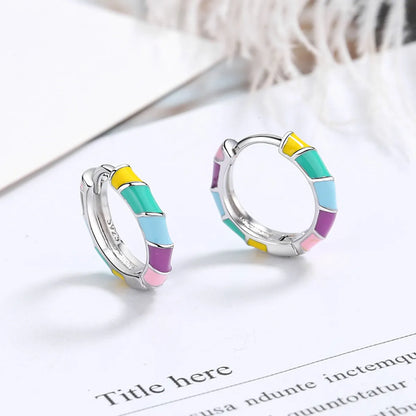 1 Pair Fashion Color Block Copper Enamel Earrings