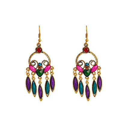 1 Pair Fashion Devil'S Eye Owl Alloy Inlay Artificial Rhinestones Women'S Earrings