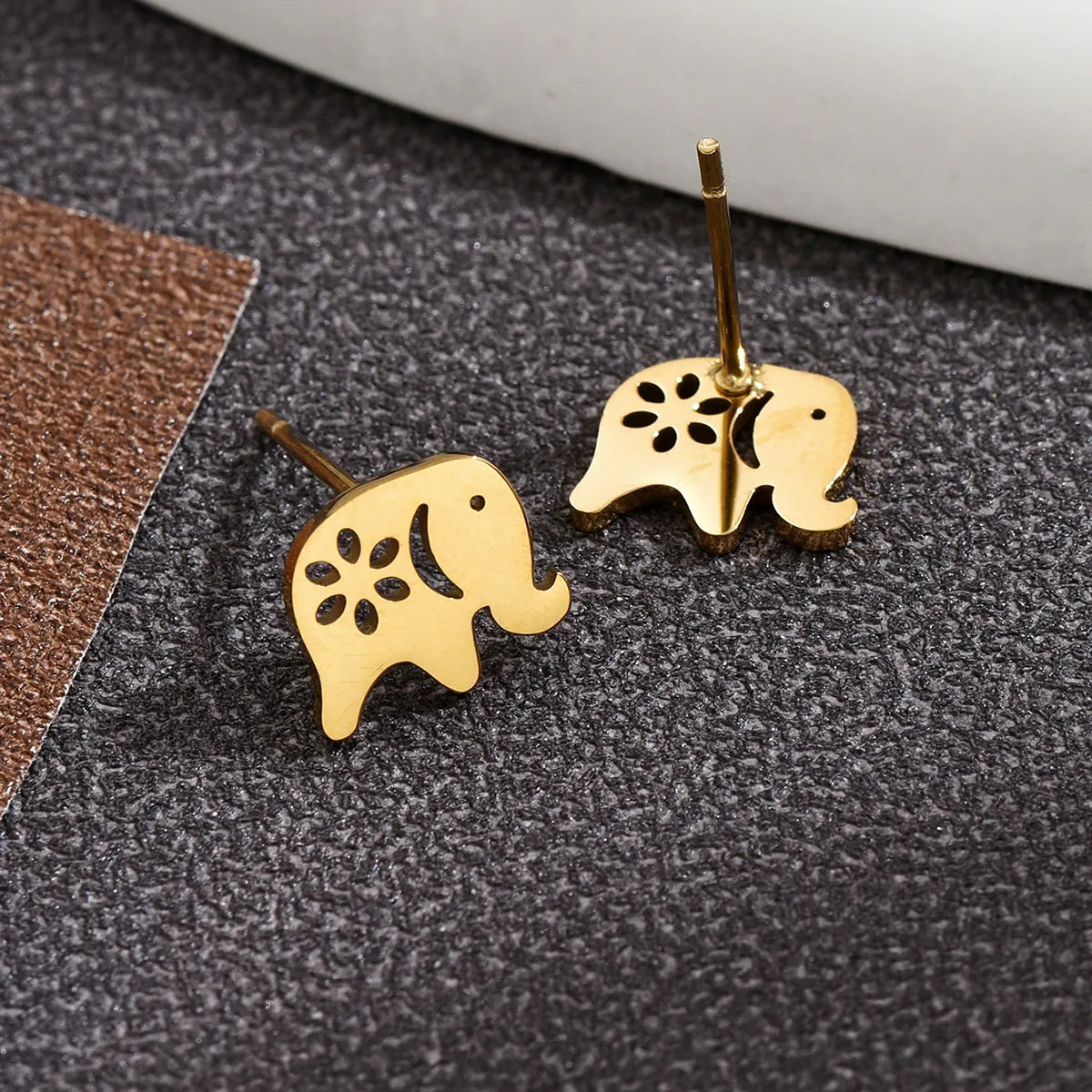 1 Pair Fashion Elephant Plating 304 Stainless Steel Ear Studs