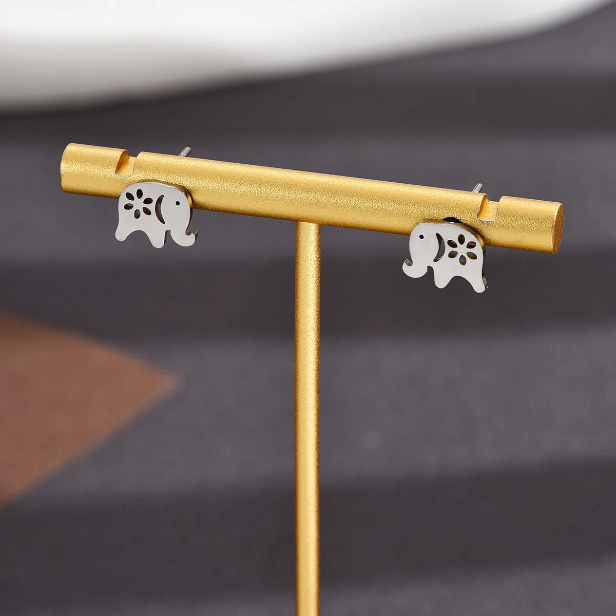 1 Pair Fashion Elephant Plating 304 Stainless Steel Ear Studs