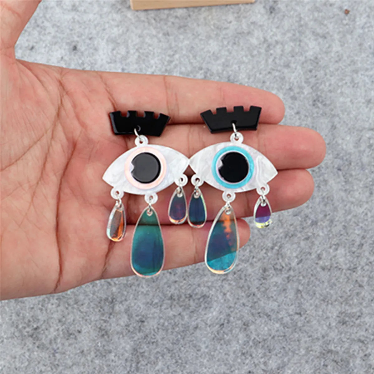 1 Pair Fashion Eye Arylic Patchwork Women'S Drop Earrings