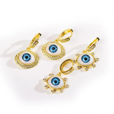 1 Pair Fashion Eye Stainless Steel Polishing Inlay Zircon Drop Earrings