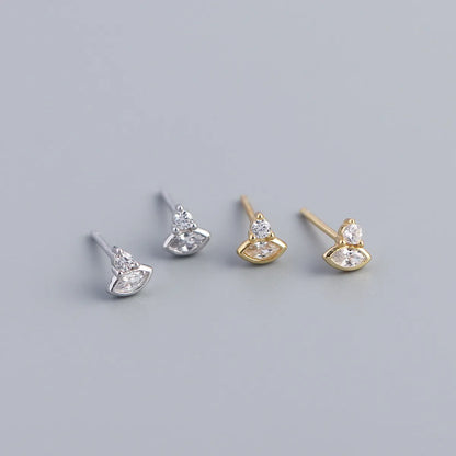 1 Pair Fashion Eye Sterling Silver Inlay Zircon Ear Studs