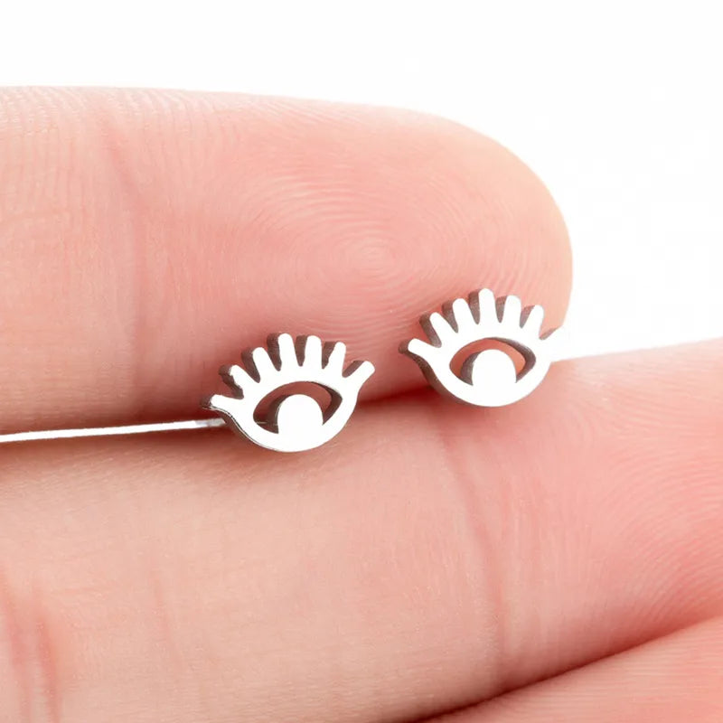 1 Pair Fashion Eye Titanium Steel Ear Studs