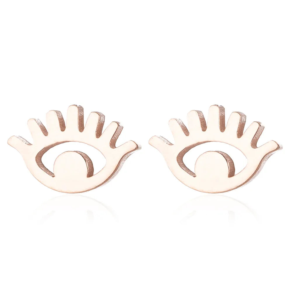 1 Pair Fashion Eye Titanium Steel Ear Studs