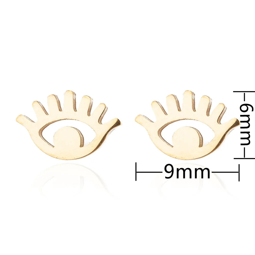 1 Pair Fashion Eye Titanium Steel Ear Studs