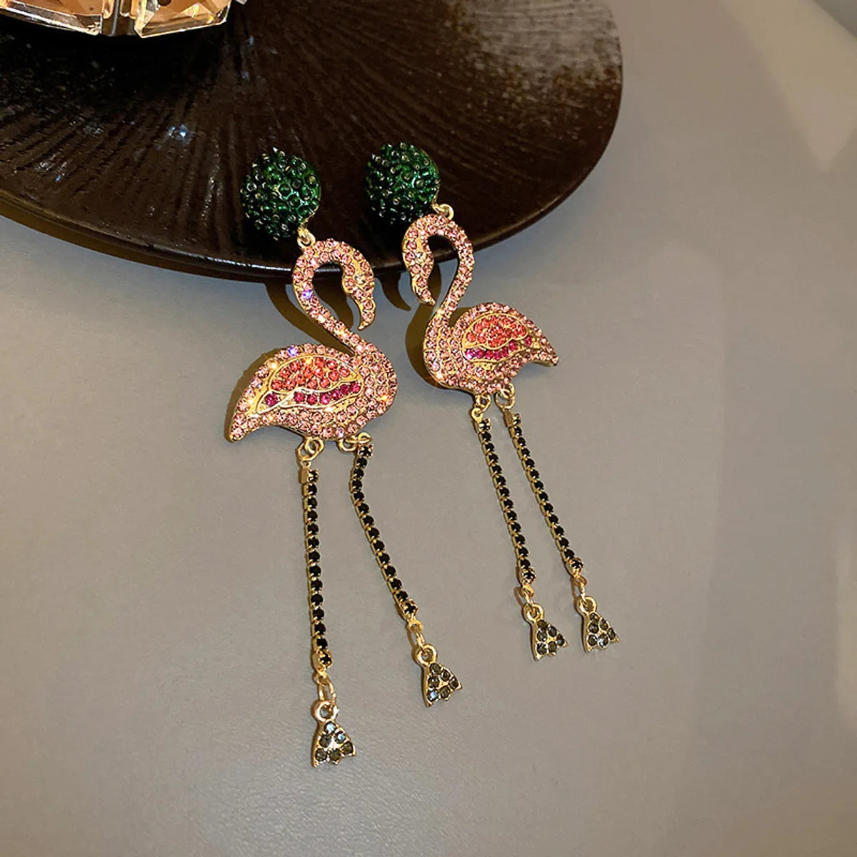 1 Pair Fashion Flamingo Alloy Inlay Rhinestones Women's Drop Earrings