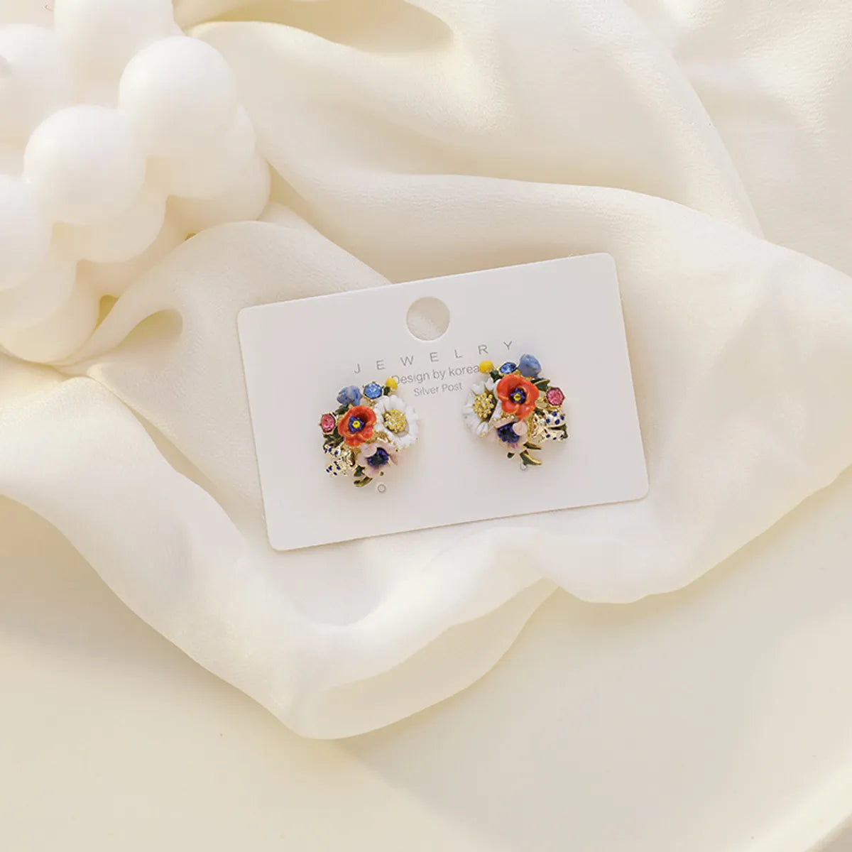 1 Pair Fashion Flower Alloy Enamel Women's Ear Studs