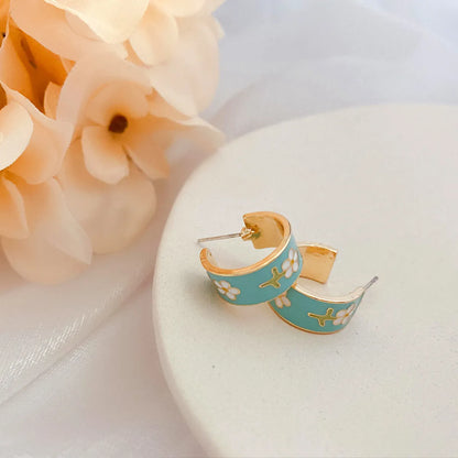 1 Pair Fashion Flower Alloy Enamel Women's Earrings