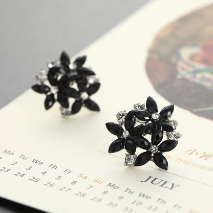 1 Pair Fashion Flower Alloy Inlay Zircon Women's Ear Studs