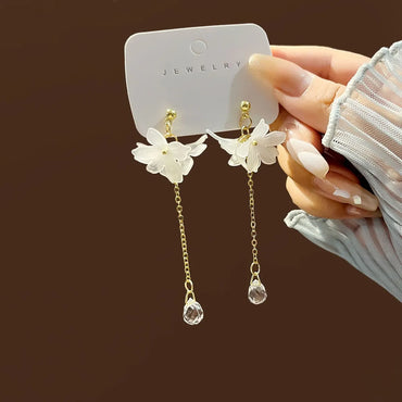 1 Pair Fashion Flower Alloy Plating Artificial Pearls Women's Drop Earrings