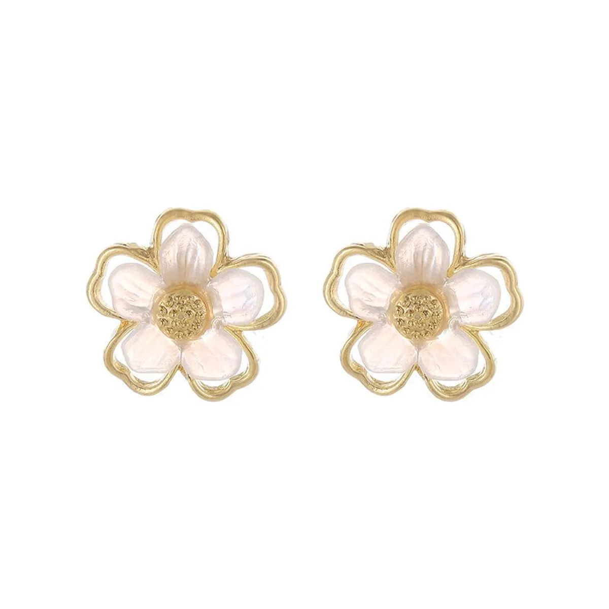 1 Pair Fashion Flower Alloy Women's Ear Studs