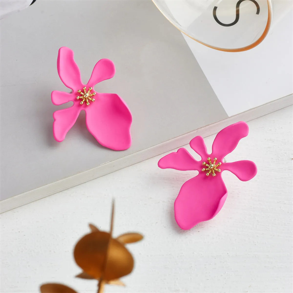 1 Pair Fashion Flower Alloy Ear Studs