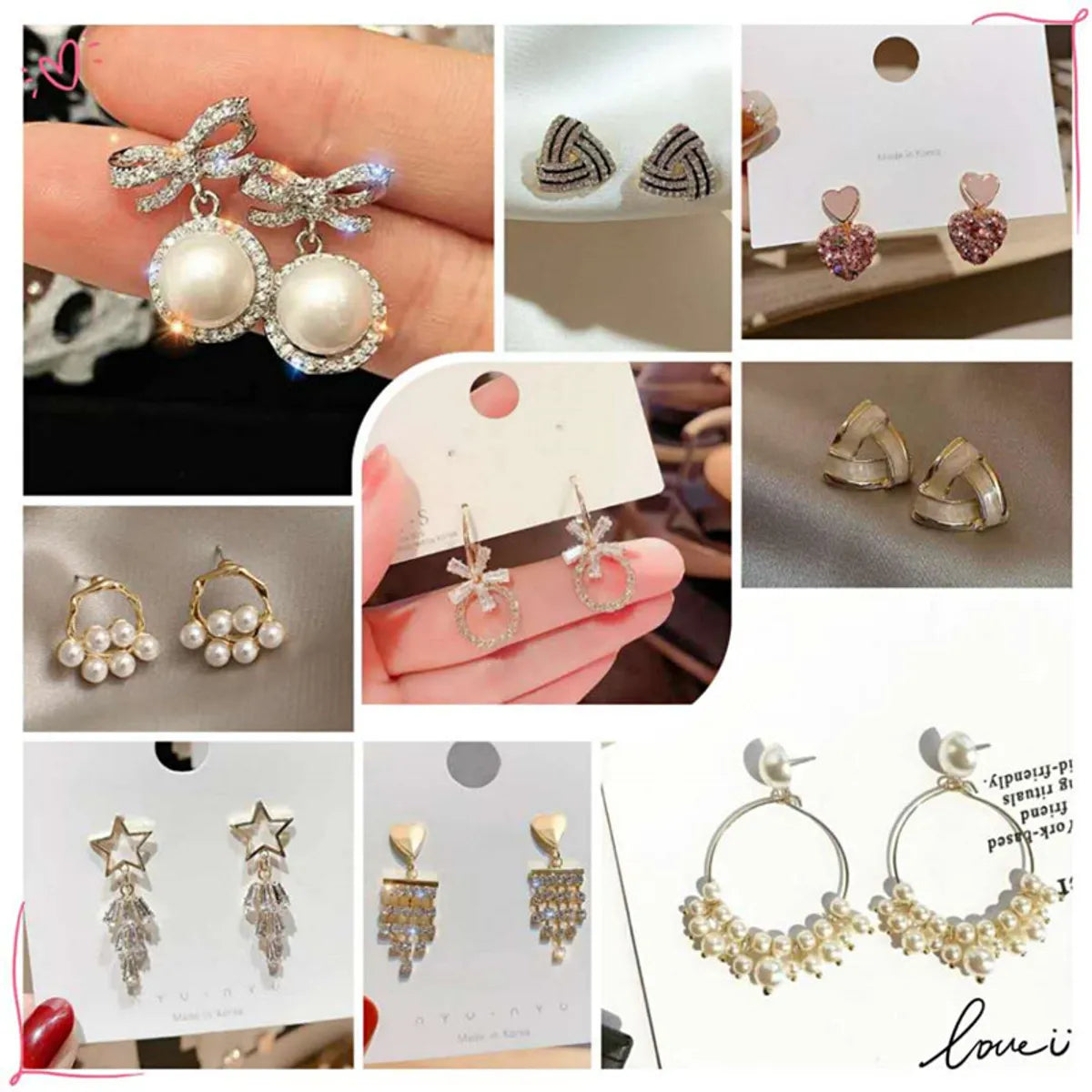 1 Pair Fashion Flower Butterfly Bow Knot Alloy Inlay Artificial Pearls Rhinestones Shell Women'S Earrings