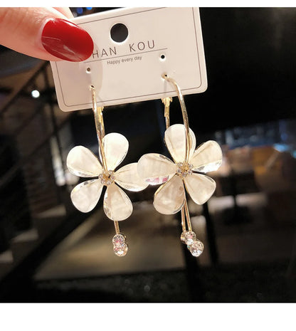 1 Pair Fashion Flower Butterfly Bow Knot Alloy Inlay Artificial Pearls Rhinestones Shell Women'S Earrings