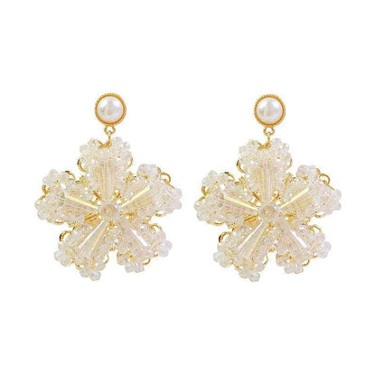 1 Pair Fashion Flower Butterfly Bow Knot Alloy Inlay Artificial Pearls Rhinestones Shell Women'S Earrings