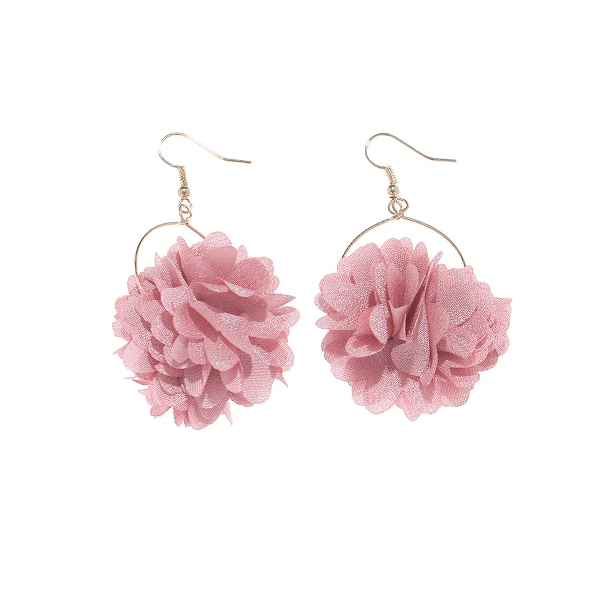 1 Pair Fashion Flower Cloth Plating Women'S Drop Earrings